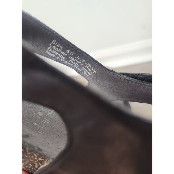 Dansko Women's Sz. 40 Savannah Cork Wedge Black Leather Sandals - Picture 5 of 8